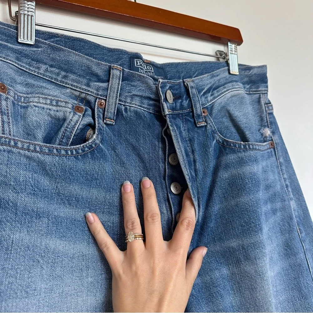 XSOLDX Polo by Ralph Lauren High Rise Relaxed Straight Jeans in Lebec Wash - Picture 7 of 14